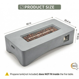 56' Propane Fire Pit Table - Rectangular Outdoor Gas Fire Pit