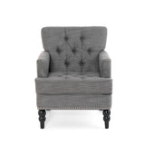 Harrison Tufted Club Chair With Button Tufted Back And Birch Wood Legs