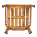 Outdoor Dining Chair Set of 4 with Curved Acacia Wood Arms and Cream Cushions