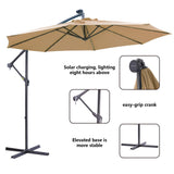 Outdoor Cantilever Patio Umbrella with 32 LED Lights, 10 ft