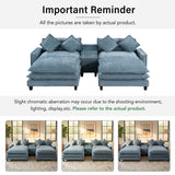 Modern Sectional Sofa With Removable Ottomans, USB Ports