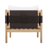 Outdoor Acacia Wood Club Chair with Diamond Rope Weave & Cushions, Light Teak