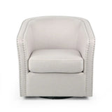 Modern Upholstered Swivel Club Chair With Nailhead Trim