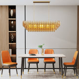 Modern Chandeliers for Dining Room, 54" Large Rectangle Gold Kitchen Chandelier Over Table