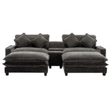 Modern Sectional Sofa With Removable Ottomans, USB Ports
