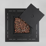 28-Inch Black Wicker Outdoor Propane Gas Fire Pit Table with Steel Top