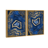 Blue Geode Waves - 2 Piece Set - With Gold Leaf