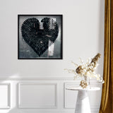 Glittering Noir Feather Heart