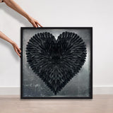 Glittering Noir Feather Heart