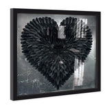 Glittering Noir Feather Heart