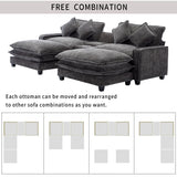 Modern Sectional Sofa With Removable Ottomans, USB Ports
