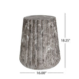 Outdoor Cleme Carved Side Table, Brown End Table