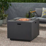 33" Outdoor Iron Square Propane Fire Pit - Brushed Brown