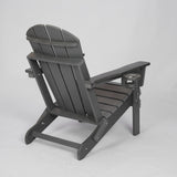 HDPE Folding Adirondack Chair with Dual Cup Holder - Gray