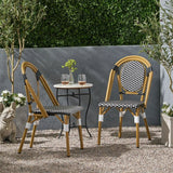 Outdoor Rattan And Aluminum French Bistro Chair Set
