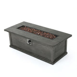 Transitional Rectangular Outdoor Propane Fire Pit With 50,000 BTU