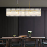 Modern Rectangular Crystal Glass 10-Light Chandelier