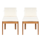 Acacia Wood Outdoor Dining Chair (Set of 2), Teak Finish Wood +