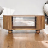 Solid Wood Soba Ball Coffee Table, Open Storage