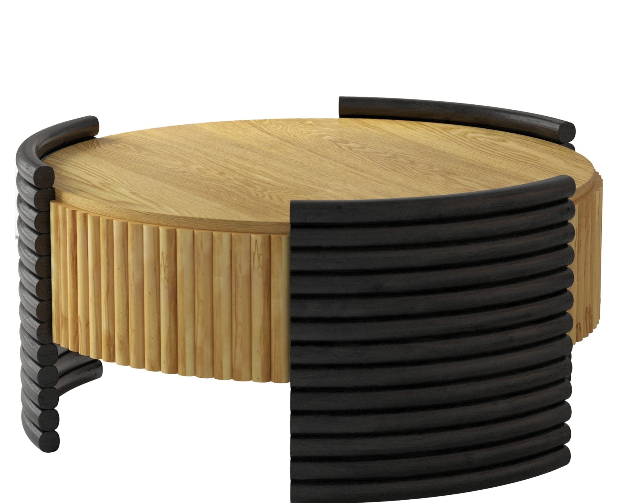 Modern Colorblocked Striped Coffee Table With Flip Top Storage