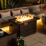 44' Propane Gas Fire Pit Table with Tile Top and Wicker Base