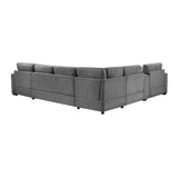 Modular 5 Seat U-Shape Sectional Sofa With Chaise Lounge, Built In Cup Holders And Storage Drawer