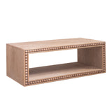 Rustic Beaded Edge Coffee Table – 47.6' Rectangular Center Table with Open Storage Shelf, Natural Finish, Modern Farmhouse Style