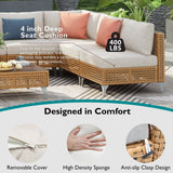 K&K 8-Piece Patio Furniture Set with Fire Pit Table