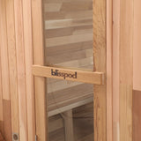 Blisspod, Prague, Canadian Red Cedar Outdoor Steam Barell Sauna, 2-4 / 4-6 persons with Full Glass Back & 2 front Porch seats