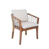 Outdoor Dining Chairs Set for 2, Acacia Wood Frame with Teak Finish