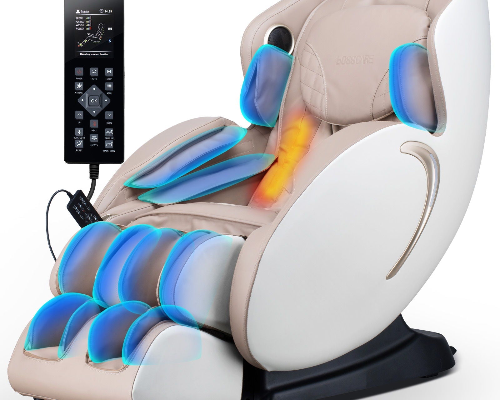 Bosscare - 3D Zero Gravity Massage Chair, Full Body Shiatsu Recliner With App