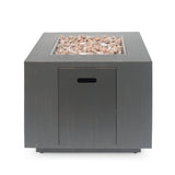 33" Outdoor Iron Square Propane Fire Pit - Brushed Brown