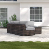 Wicker Sectional Sofa with Cushions and Table - Gray