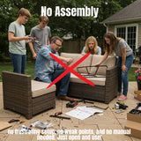 Wicker Sectional Sofa with Cushions and Table - Gray