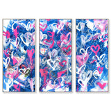 Love on The Blue Triptych - With Acrylic Paint