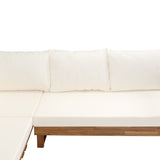 Outdoor 4pc Acacia Wood Sectional Patio Sofa Set