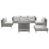 K&K Patio 8-Piece Patio Furniture Set with 43" Fire Pit Table