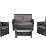 4 Pieces Outdoor Patio Furniture Sets Garden Rattan Chair Wicker Set