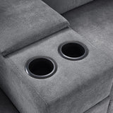 Modular 5 Seat U-Shape Sectional Sofa With Chaise Lounge, Built In Cup Holders And Storage Drawer