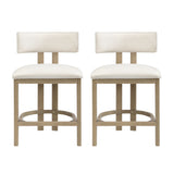 26" Counter Height Bar Stool, Upholstered Counter Stools (Set of 2) - Light Ash + Beige