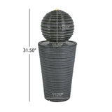 31.5' Tall Striped Concrete Column Fountain with LED Light - Gray Concrete Design