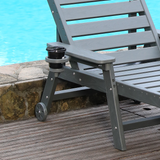 HDPE Chaise Lounge Chair Outdoor, Pool Lounge Chairs with 4-Position Adjustable Backrest, Supports Up to 360 LBS for Patio Poolside Deck Beach Backyard (grey)