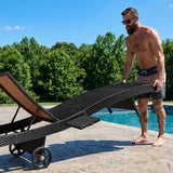 Patio Wicker Chaise Lounge Chairs Set of 2