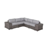 Rattan Sectional Sofa Set with Cushions - Gray, Dark Brown, or Beige