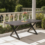 Rolando Outdoor Aluminum Dining Table with Steel Frame