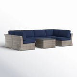 Wicker Sectional Sofa with Cushions and Table - Gray