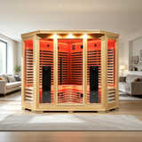 Blisspod I Vienna RED I All-In-One - Full Spectrum + Red Light Therapy I Indoor Corner Premium Sauna I 4-5 Person