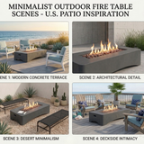 56" Propane Fire Pit Table, Rectangular Outdoor Gas Fire Pit