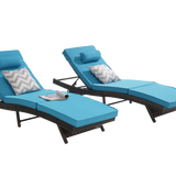 Outdoor Wicker Chaise Reclining Chair Set of 2