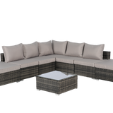 8 Pieces Outdoor Patio Sectional Sofa Couch,Wicker Furniture Conversation Sets with Washable Cushions & Glass Coffee Table for Garden, Poolside, Backyard